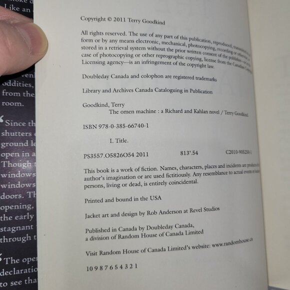 The Omen Machine Terry Goodkind Sword of Truth Hardcover 1st Edition Book - Picture 2 of 2